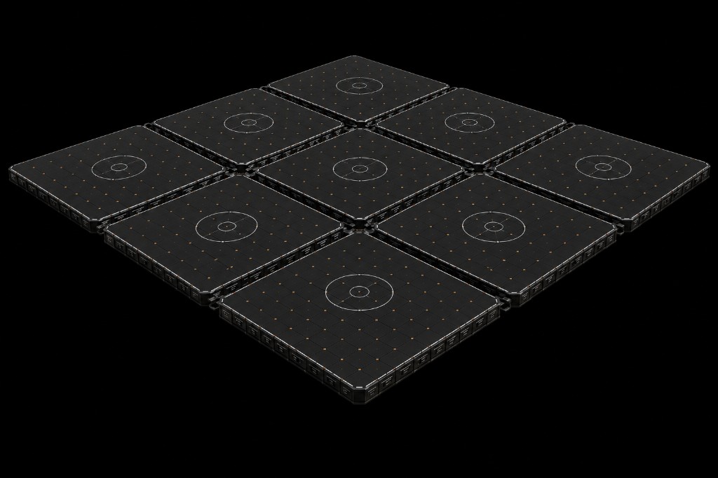 Nine ArcDeck pads joined into an expeditionary autonomous landing field