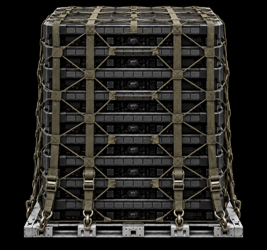 Stacked ArcDeck pads on a 463L pallet for transport